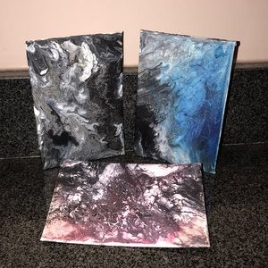3 handmade marble canvases